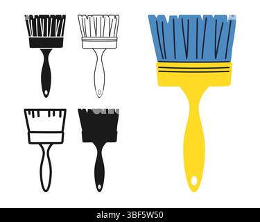 Malerpinsel für Symbolsatz Reparatur. Moderne professionelle Pinsel Zeichenwerkzeug Symbol stilisierter Design Vektor. Pinsel Flachschild professionelle Bauwerkzeug Reparatur einfaches Symbol Design Stock Vektor