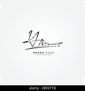 YR Initial Logo im Signature Style für Fotografie und Modegeschäft - Hand gezeichneter Signature Logo Vektor Stock Vektor