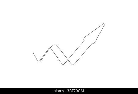 Steigendes Pfeildiagramm nach oben: Finanzanalysen und Umsatzwachstum eine fortlaufende Linienzeichnung Stock Vektor