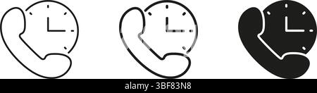 Telefon mit Uhrzeitanzeige und Symbol für Daueruhr. Symbol Für Anrufplanung, Zeitmanagement Und Kommunikationsplanung. Kundenservice Und Geschäftsabläufe Stock Vektor