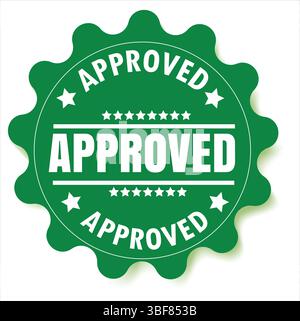 Genehmigtes Logo-Design – goldenes Häkchen für Branding, Zertifikat und offizielle Verwendung Stock Vektor