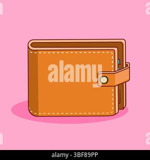 Braunes Leder Brieftasche Vektor Illustration Flaches Design Stock Vektor