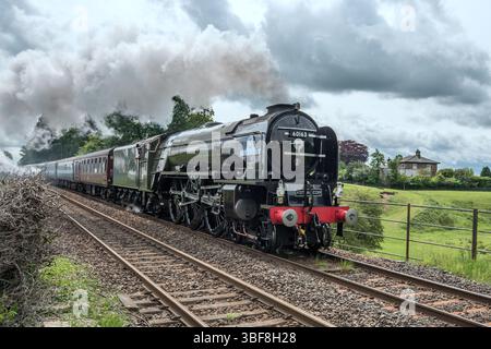 Dampfzug Tornado 60163 als WestYorkshireman, der am 31. Mai 2025 von Hellifield nach Carlisle fuhr. Stockfoto