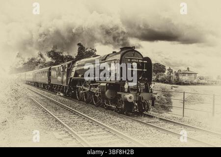 Dampfzug Tornado 60163 als WestYorkshireman, der am 31. Mai 2025 von Hellifield nach Carlisle fuhr. Stockfoto