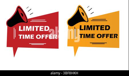 Zeitlich begrenztes Angebot mit Megaphone-Sprechblase. Lautsprecher. Banner für Unternehmen, Marketing und Werbung. Vektor-Illustration Kunst zwei limitierte ti Stock Vektor