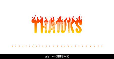 Flammende Danksagung für Abonnenten und Follower im Biker Rock Style. Poster, Grußkarte, Logo, fettgedruckte Überschrift Stock Vektor
