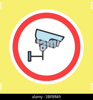 Video-Überwachungsaufkleber, CCTV-Kamera-Aufkleber Stock Vektor