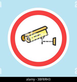 Video-Überwachungsaufkleber, CCTV-Kamera-Aufkleber Stock Vektor