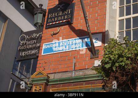 Ein Straßenschild für Temple Bar, Dublin, Irland Stockfoto