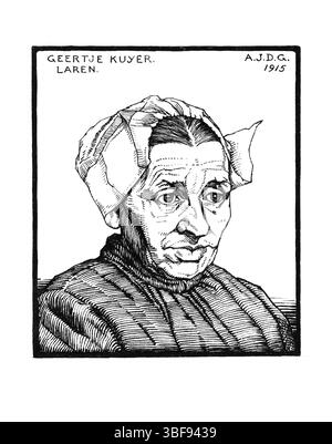 Getreue Reproduktion des Kreideporträts von Julie de Graag von 1915. Gemeinfreie Kunstwerke aus dem Kröller-Müller Museum. High-Resolution für Bücher, Editorial, Drucke Stockfoto