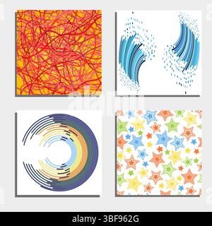 Set aus vier wunderschönen abstrakten Hintergründen. Vektorabbildung. Stock Vektor