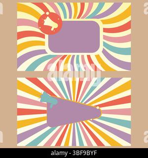 Pop Art Sunburst mit Megaphone – Ankündigung und Promotion Hintergrund Stock Vektor