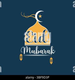 EID Mubarak Typografie Grüße Wunschkarte Design Stock Vektor