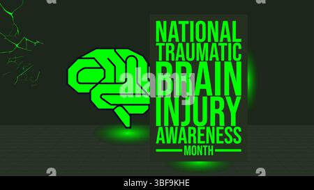 Nationaler Tag Zur Bewusstseinsbildung Bei Traumatischen Hirnverletzungen: Unser Geist Schützen Stock Vektor