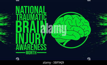 Nationaler Tag Zur Bewusstseinsbildung Bei Traumatischen Hirnverletzungen: Unser Geist Schützen Stock Vektor