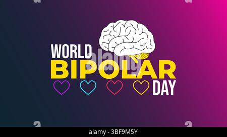 World Bipolar Day Awareness Design psychische Gesundheit und Stimmungsstörungen Stock Vektor