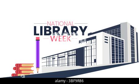 Entdecken, lernen und wachsen mit Bibliotheken, National Library Week Stock Vektor