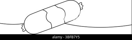 Doktor Wurst, eine Linie, durchgehende Zeichnung. Halbzeuge. Vektorabbildung. Stock Vektor