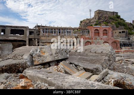 Verlassene Insel Hashima Gunkanjima, ein Weltkulturerbe in Nagasaki Stockfoto