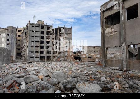 Verlassene Insel Hashima Gunkanjima, ein Weltkulturerbe in Nagasaki Stockfoto