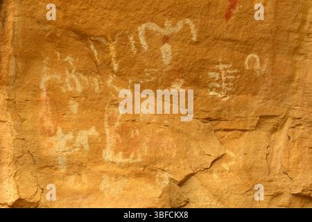 White Birds Piktogramme, Canyon Pintado National Historic District, White River Bureau of Land Management, Colorado Stockfoto
