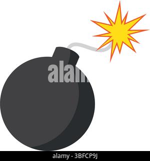 Bombensymbol im flachen Stil, Illustration. Bombensymbol Illustration isoliert, Bombensymbol. Bombensymbole grafische Designsymbole. Stock Vektor