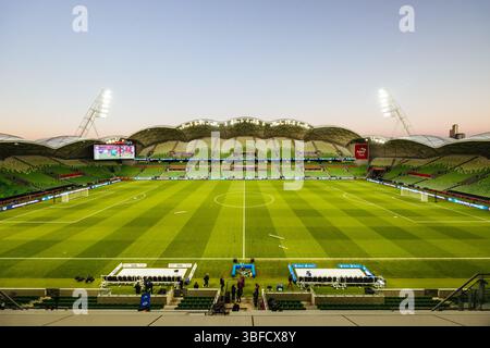 Melbourne, Victoria, Australien. 31. Mai 2025. MELBOURNE, AUSTRALIEN - MAI 31: Stadionatmosphäre vor dem A-League-Spiel der Herren zwischen Melbourne City und Melbourne Victory im AAMI Park am 31. Mai 2025 in Melbourne, Australien. (Kreditbild: © Chris Putnam/ZUMA Press Wire) NUR REDAKTIONELLE VERWENDUNG! Nicht für kommerzielle ZWECKE! Quelle: ZUMA Press, Inc./Alamy Live News Stockfoto