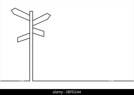 Fahrtrichtungsschild eine durchgehende Strichzeichnung der Vektorillustration Stock Vektor