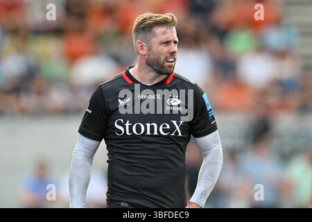 London, Großbritannien. 31. Mai 2025. Tobias Elliott aus Saracens während des Gallagher Premiership Rugby-Spiels zwischen Saracens und Bath Rugby im StoneX Stadium in London, England am 31. Mai 2025. Foto von Phil Hutchinson. Nur redaktionelle Verwendung, Lizenz für kommerzielle Nutzung erforderlich. Keine Verwendung bei Wetten, Spielen oder Publikationen eines einzelnen Clubs/einer Liga/eines Spielers. Quelle: UK Sports Pics Ltd/Alamy Live News Stockfoto