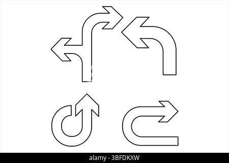 Eine einzeilige Zeichnung des Pfeilsatzes Symbol durchgehende einzeilige Grafik Pfeildesign Vektor-Illustration Stock Vektor