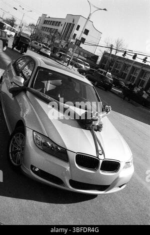 Anfang der 2010er Jahre parkte der neue BMW 3er auf der Roadside in Wudi County, Binzhou, Shandong Stockfoto