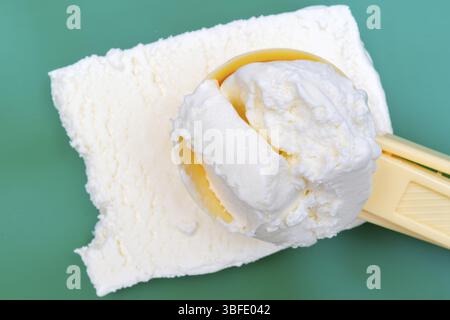 Die Textur von Vanilleeis Stockfoto