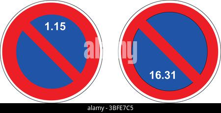 Französisches Straßenschild: Kein Parken auf der Seite des Schildes mit Datum angegeben Stock Vektor