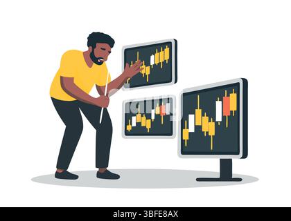 Diagrammanalyse Für Besorgte Anleger Börsenrückgang Handelsverlust Finanzen Frustrationsdaten Rückgang Kerzendiagramm Stock Vektor