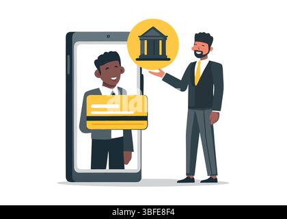 Digital Banking Mobile Finance App Sichere Online-Zahlung Business Investment Financial Service Vektor-Illustrationskarte Stock Vektor