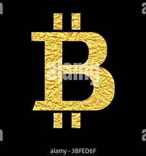 Gold Bitcoin. Geldsymbol. Vektorgrafik. Stock Vektor