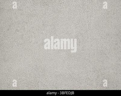 Eine hellgraue Oberfläche zeigt zarte Texturen und Muster, die von natürlichem Licht beleuchtet werden, und bietet ein beruhigendes und minimalistisches visuelles Erlebnis in Stockfoto