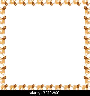 African lion frame. Savannah lion. Wildlife animal on white background border with empty space for your text. Baby shower design Stock Vektor