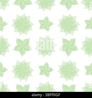 Grünes Sternmuster. Aquarellgrüne Blätter isoliert auf weißem Hintergrund. Gut für Postkarten, Einladungen, Grußkarten, Tapeten und Textilien. Stockfoto