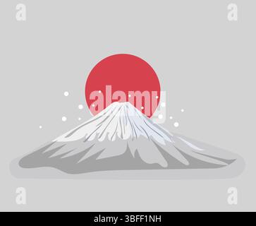 Berg fujiama isoliert im Winter mit Schnee, japanische Landschaft, für Poster, flache Vektor Stock Vektor