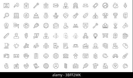 Satz von Symbolen für lineare Bildvektoren, Symbolblatt. Stock Vektor