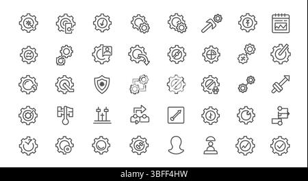 Set of Settings Linear Vector Icons, Symbolblatt. Stock Vektor