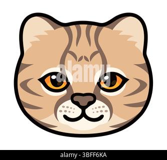 Kodkod (Leopardus guigna) oder güiña, kleinste südamerikanische Katze. Niedliche Zeichentrickzeichnung im Gesicht. Vektor-Clipart-Illustration. Stock Vektor