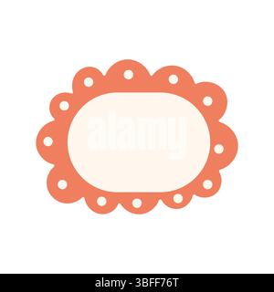 Wunderschöner, von Hand gezeichneter ovaler Rahmen mit gewellten Punkten, ideal für Aufkleber, Kindermotive und niedliche Grafikelemente. Stock Vektor
