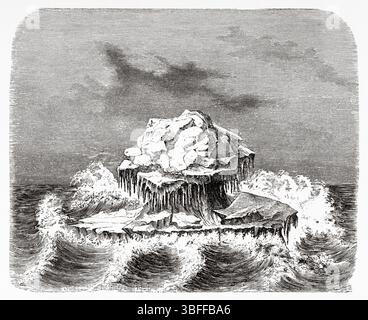 Eisberg, Grönland. Zweite deutsche Nordpolexpedition der Schiffe La Germania und La Hansa 1869-1870 durch Kapitän Paul Friedrich August Hegemann (1836–1913) Le Tour du Monde 1874 Stockfoto