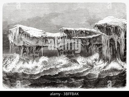 Ein Eisberg, Grönland. Zweite deutsche Nordpolexpedition der Schiffe La Germania und La Hansa 1869-1870 durch Kapitän Paul Friedrich August Hegemann (1836–1913) Le Tour du Monde 1874 Stockfoto