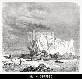 Ein Eisberg, Grönland. Zweite deutsche Nordpolexpedition der Schiffe La Germania und La Hansa 1869-1870 durch Kapitän Paul Friedrich August Hegemann (1836–1913) Le Tour du Monde 1874 Stockfoto