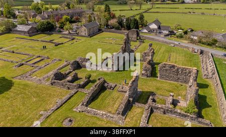 1149 errichtete das denkmalgeschützte und geplante Ancient Monument Sawley Abbey der Zisterziensermönche im Dorf Sawley, Lancashire Stockfoto