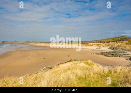 Blick von Ynys Llanddwyn Llanddwyn Island, Maes Parcio Ynys Llanddwyn und Newborough Beach Stockfoto