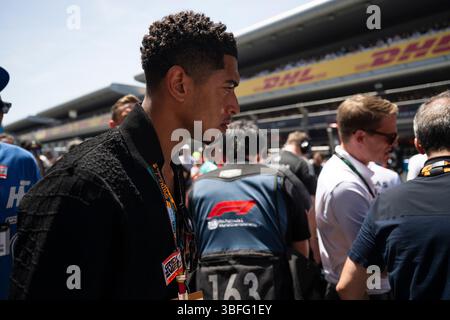 BELLINGHAM Jude, Porträt während der Formel 1 Aramco Gran Premio de Espana 2025, Grand Prix 2025 von Spanien, 9. Runde der FIA Formel-1-Weltmeisterschaft 2025 vom 30. Mai bis 1. Juni 2025 auf dem Circuit de Barcelona-Catalunya, in Montmeló, Spanien - Foto Charly López/DPPI Credit: DPPI Media/Alamy Live News Stockfoto